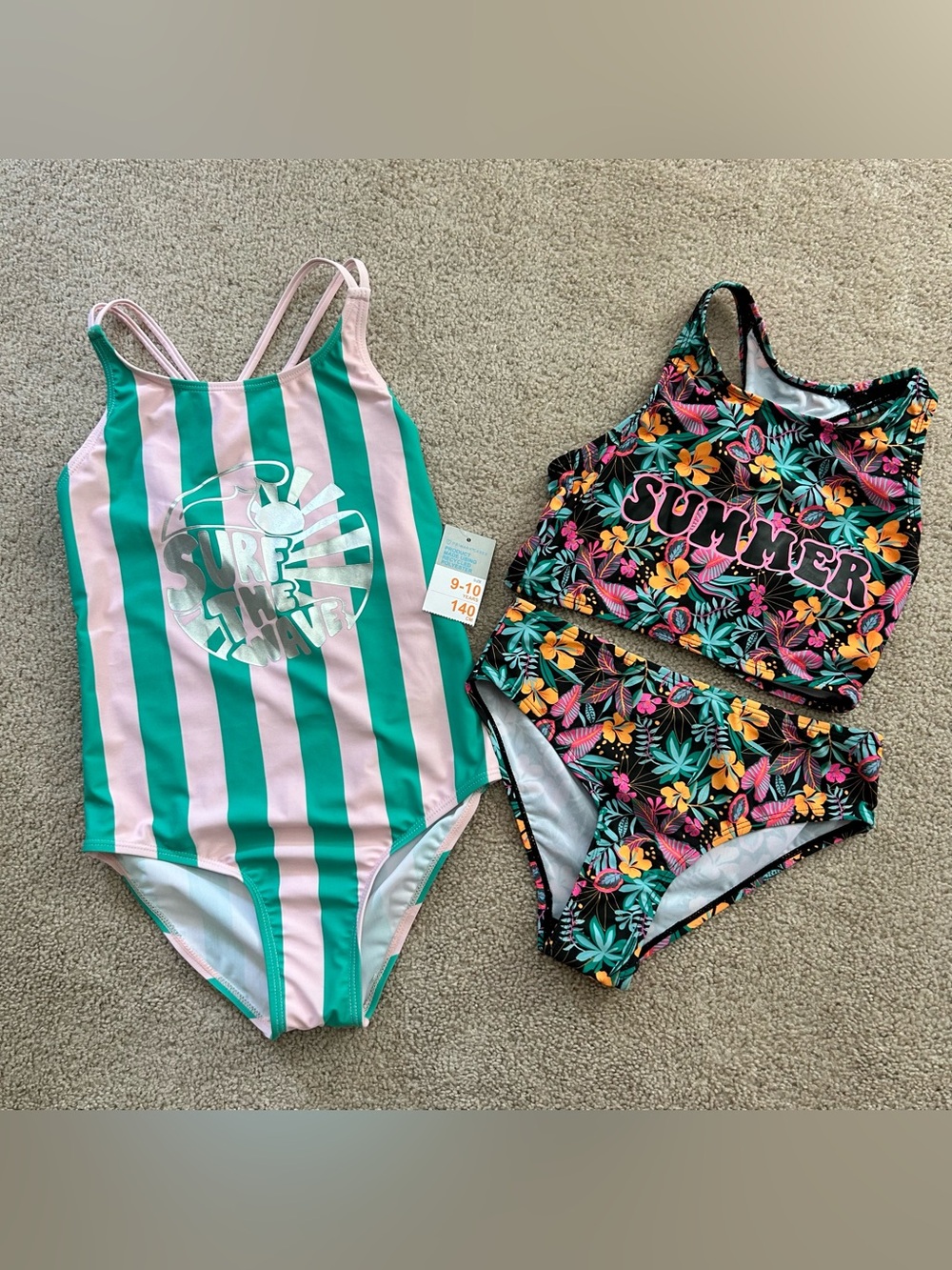 Youth girls size 9/10 swimming suits one piece and two piece bikini tankini nwt